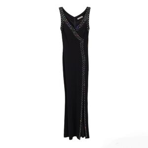 NICOLE BAKTI nwt 90's Sheath Rhinestone Pencil Dress Gown Body-Con Maxi Formal S